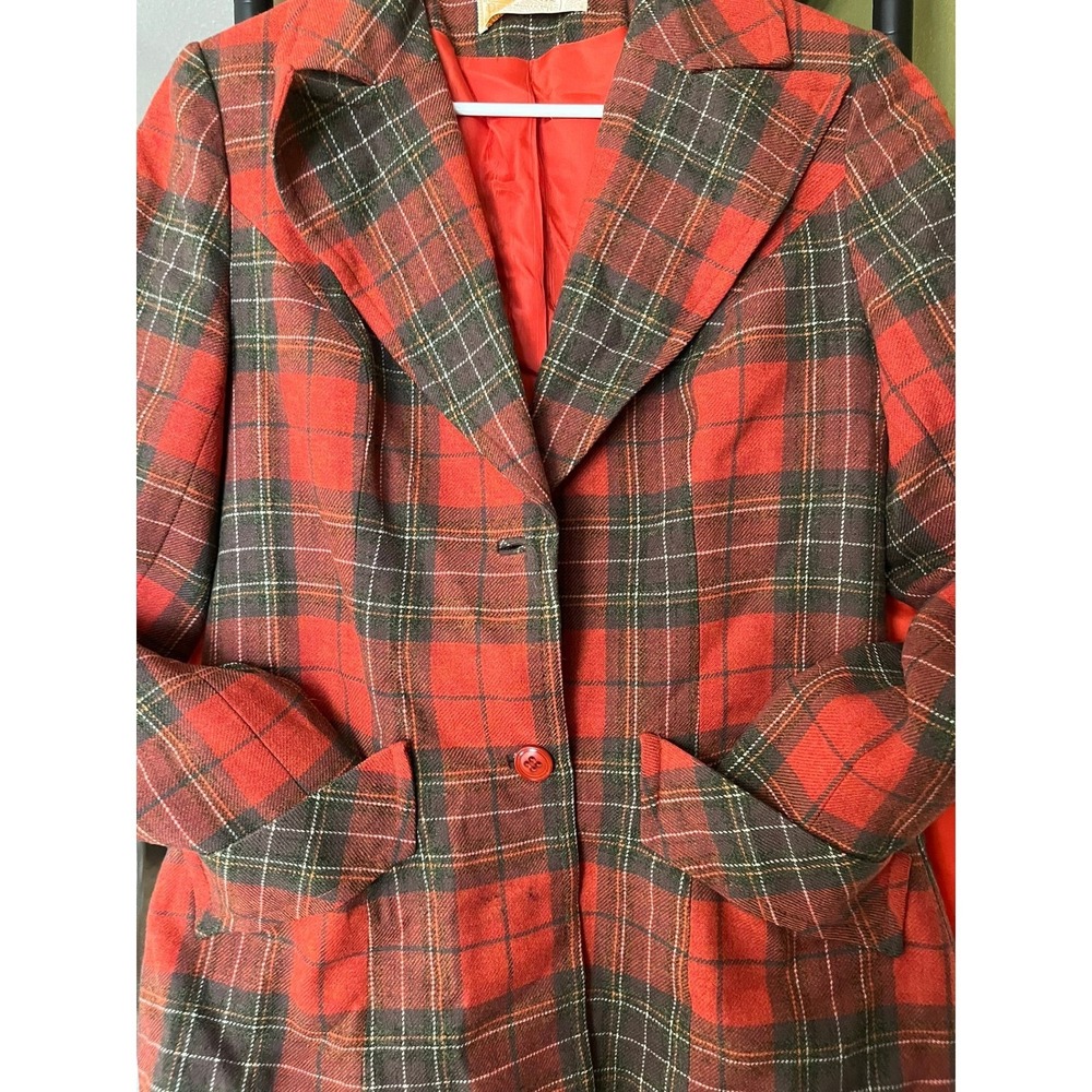 Vintage Pendleton Blazer Jacket Wool Plaid Red Green Career Party Academia‎